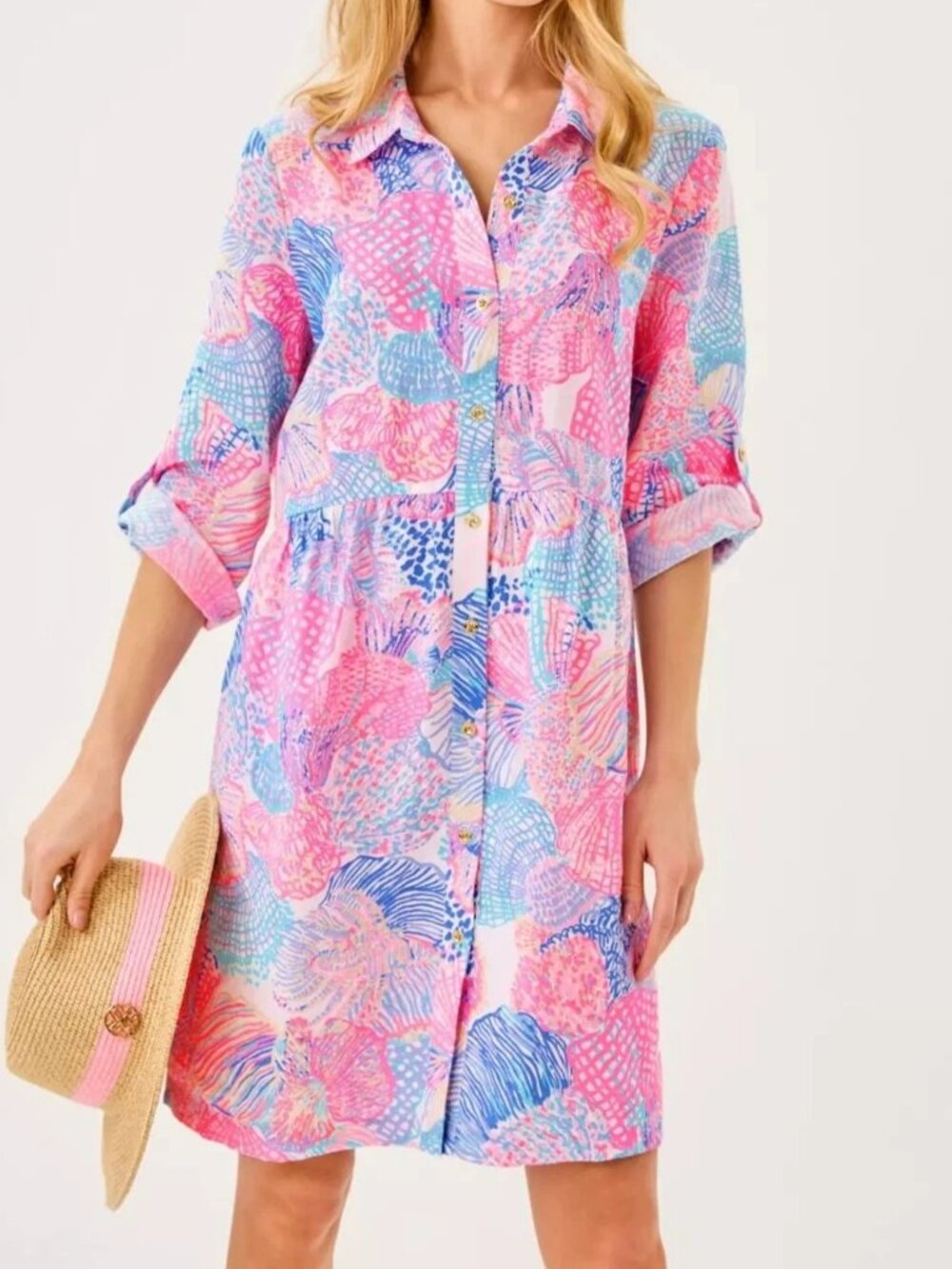 Lilly Pulitzer Shaela Mini Women's Shirt Dress Buttondown Printed Boho S 290202